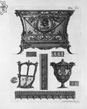 Картина "a chest of drawers, a side of the sedan, a decorative vase and various ornamental motifs" художника "пиранези джованни баттиста"