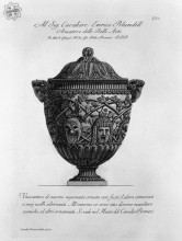 Картина "ancient marble vase decorated with twisted stems of ivy, birds and scenic masks scherzanti" художника "пиранези джованни баттиста"