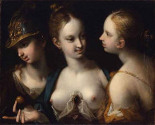 Картина "pallas athena, venus and juno" художника "аахен ханс фон"