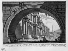 Копия картины "bridge with magnificent balconies and arches erected by a roman emperor" художника "пиранези джованни баттиста"