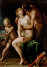 Копия картины "venus, cupid and a satyr" художника "аахен ханс фон"