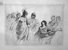 Репродукция картины "women and warriors, by guercino" художника "пиранези джованни баттиста"