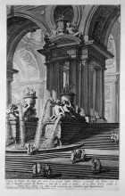 Копия картины "column group holding two arcs of a large courtyard with fountains and stairs" художника "пиранези джованни баттиста"