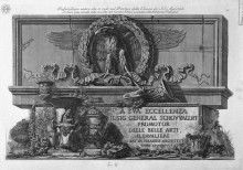 Картина "cover page. above the eagle of the holy apostles roman portico at the bottom of the vases in the vatican library collection ghezzi on a slab of marble, the inscription in relief." художника "пиранези джованни баттиста"
