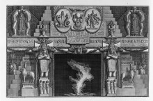 Репродукция картины "egyptian-style fireplace, flanked by two kneeling female figures" художника "пиранези джованни баттиста"