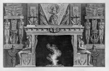 Копия картины "fireplace egyptian style, the sides two seated figures in profile, facing outwards" художника "пиранези джованни баттиста"