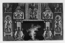 Репродукция картины "fireplace egyptian-style: three seated figures on each side" художника "пиранези джованни баттиста"