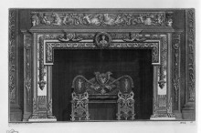 Картина "fireplace that has a second floor on the frieze of putti cavalcanti dolphins and sea monsters, a rich interior wing" художника "пиранези джованни баттиста"