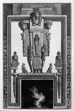 Картина "fireplace topped by a large egyptian-style caryatids, from a variety of decorative elements" художника "пиранези джованни баттиста"