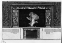 Картина "fireplace with a frieze of masks, winged figures at the hips; other way smaller inferiorly" художника "пиранези джованни баттиста"