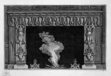 Репродукция картины "fireplace with a frieze of serpents and winged figures above the hips bucranes" художника "пиранези джованни баттиста"