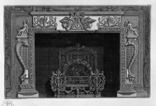 Картина "fireplace with a large ornate metal wing" художника "пиранези джованни баттиста"