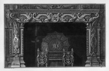 Картина "fireplace: four pairs in the frieze of dolphins addressed; a rich interior wing" художника "пиранези джованни баттиста"