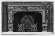 Копия картины "fireplace: frieze of scrolls and sea horses with central mask, a rich interior wing" художника "пиранези джованни баттиста"