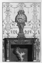 Картина "fireplace: in a garland frieze between two eagles above the plane of a clock" художника "пиранези джованни баттиста"