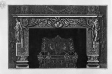Картина "fireplace: in the frieze horse skull between two cameos; rich interior wing" художника "пиранези джованни баттиста"