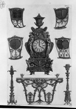Репродукция картины "four sides of the sedan, a clock, two candlesticks, table wall" художника "пиранези джованни баттиста"