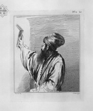 Копия картины "half figure of a man in the act of hanging a picture, by guercino" художника "пиранези джованни баттиста"
