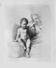 Копия картины "jesus to a child to whom the virgin kisses the hand, by guercino" художника "пиранези джованни баттиста"