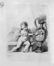 Картина "cherub sitting next to a pitcher by guercino" художника "пиранези джованни баттиста"