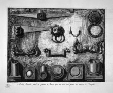 Копия картины "handles, knockers, hinges found in pompeii" художника "пиранези джованни баттиста"