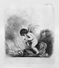 Репродукция картины "cupid looking to burn the bow and arrows by guercino" художника "пиранези джованни баттиста"