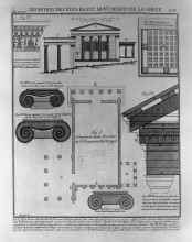 Репродукция картины "plan, elevation and details of doric temples in greece (from le roy)" художника "пиранези джованни баттиста"