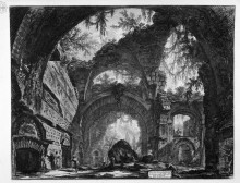 Копия картины "ruins of a gallery of statues in hadrian`s villa at tivoli" художника "пиранези джованни баттиста"