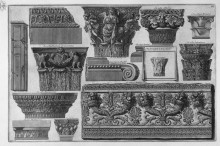 Репродукция картины "several capitals and a frieze of roman villas" художника "пиранези джованни баттиста"