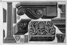 Репродукция картины "shelf, capitals, friezes, etc." художника "пиранези джованни баттиста"