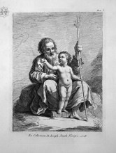 Картина "st. joseph, child jesus between his knees, hands him an apple" художника "пиранези джованни баттиста"