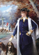 Репродукция картины "louise abb&#233;ma sarah bernhardt hunting with hounds" художника "аббема луиза"