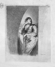 Копия картины "half figure of seated woman, her face resting on his right hand, by guercino" художника "пиранези джованни баттиста"