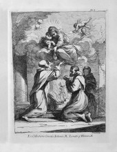 Репродукция картины "the blessed virgin and st. child appear three religious kneeling" художника "пиранези джованни баттиста"