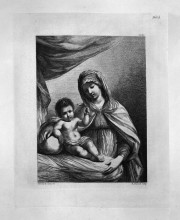 Картина "the virgin standing, half-length, with the child jesus holding a flower, by guercino" художника "пиранези джованни баттиста"