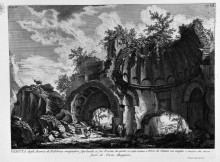 Картина "the roman antiquities, t. 2, plate lx. a view of the magnificent tomb near the remains of the factory in torre de `schiavi outside porta maggiore." художника "пиранези джованни баттиста"