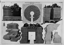 Копия картины "the roman antiquities, t. 3, plate l. plan and construction details of the mausoleum of cecilia metella." художника "пиранези джованни баттиста"