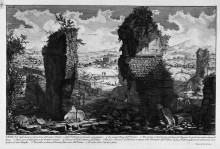 Картина "the roman antiquities, t. 3, plate vi. view the remains above ground of the ancient ustrine and relevant to the same factories." художника "пиранези джованни баттиста"