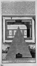 Репродукция картины "the roman antiquities, t. 3, plate xlv. cross-section of the pyramid of caius cestius." художника "пиранези джованни баттиста"