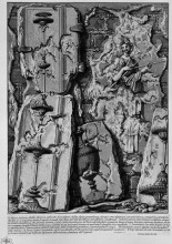 Репродукция картины "the roman antiquities, t. 3, plate xlvi. inner wall of the pyramid of caius cestius`s room." художника "пиранези джованни баттиста"
