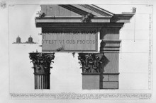 Картина "the roman antiquities, t. 4, plate xlii. vista of some of the great parts of the fa&#231;ade of the main entrance of the portico d`ottavia." художника "пиранези джованни баттиста"