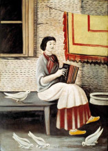 Репродукция картины "сона горашвили играет на гармонии" художника "пиросмани нико"