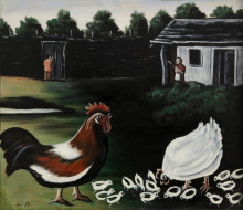 Репродукция картины "курица с цыплятами" художника "пиросмани нико"