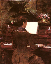 Репродукция картины "au piano" художника "аббема луиза"
