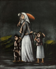 Репродукция картины "женщина с детьми, идущие за водой" художника "пиросмани нико"