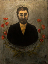 Картина "портрет железнодорожника (миша мехетели)" художника "пиросмани нико"