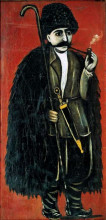 Картина "пастух в бурке на красном фоне" художника "пиросмани нико"