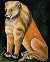 Репродукция картины "сидящий желтый лев" художника "пиросмани нико"