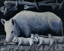 Картина "белая свинья с поросятами" художника "пиросмани нико"