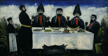 Репродукция картины "кутеж четырех горожан" художника "пиросмани нико"